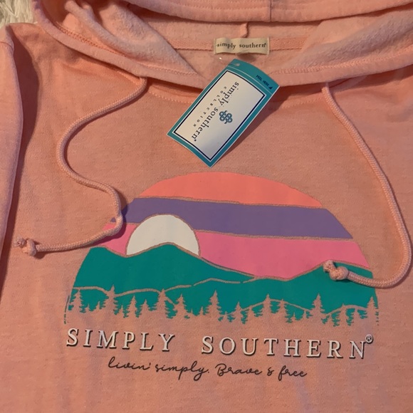 SIMPLY SOUTHERN SUNSET MOUNTAINS PULLOVER HOODIE LONG SLEEVE T-SHIRT - Picture 2 of 4